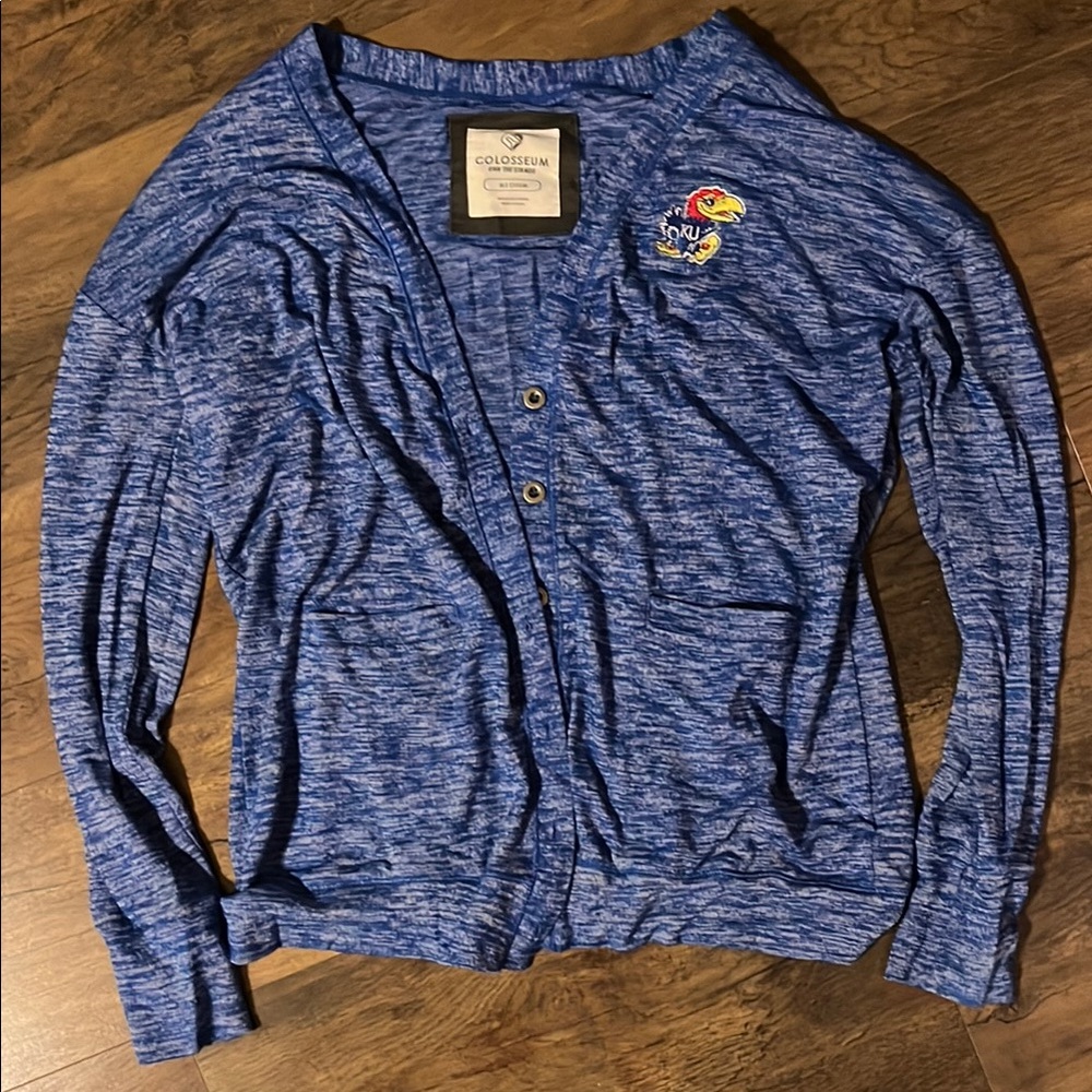 Colosseum Blue Kansas Jayhawks Cardigan